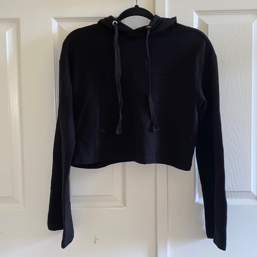 NWOT H&M Black Bell Sleeve Cropped Hoodie